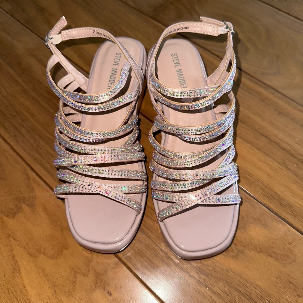 Steve Madden Blush Strappy Sandals with Sparkle